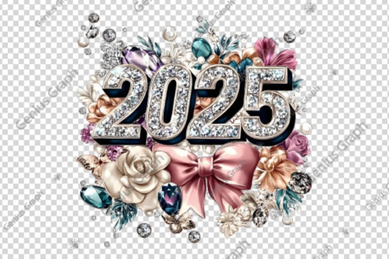 Glamorous 2025 New Year Clipart Bundle, New Year T-Shirt Design