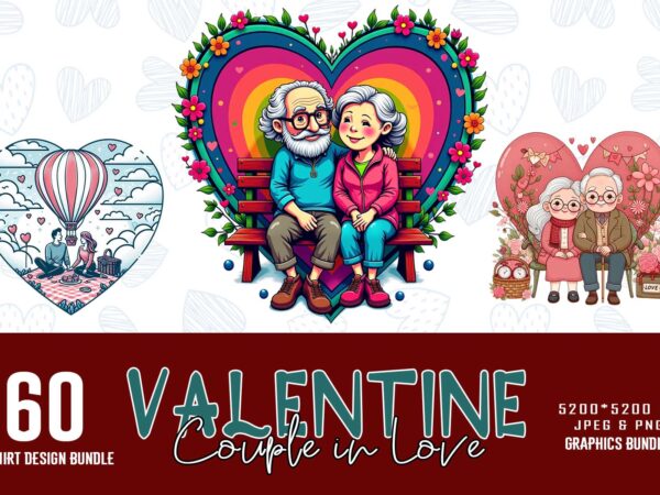 Popular valentines day baby couple in love t-shirt design bundle of 60 designs – download instantly bestselling mega bundle