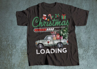 Christmas is loading 2025 | celebration of Christmas | watercolor Christmas truck gifts and tree on it