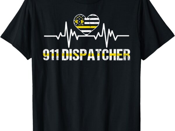 911 vintage usa flag heartbeat 911 dispatcher gifts t-shirt