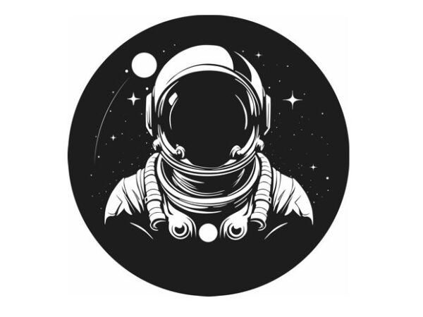 Astronaut black and white t shirt vector