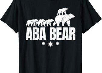 Aba Bear for Jewish Dad with four kids on Father’s Day T-Shirt