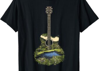 Acoustic Guitar Nature Landscape Music Lover Art T-Shirt