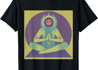 Alien Being Doing Yoga Green Centering T-Shirt