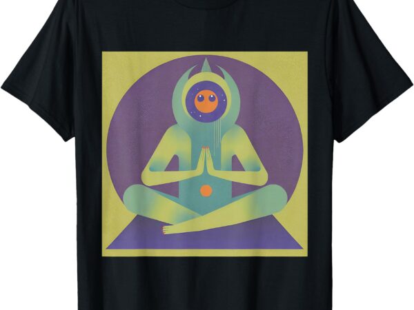 Alien being doing yoga green centering t-shirt