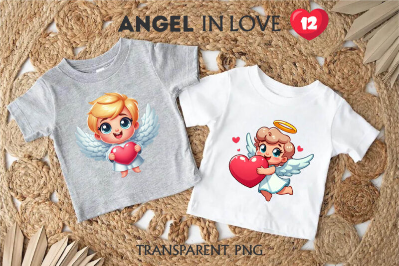 Cartoon Angel in love. Clipart, PNG.