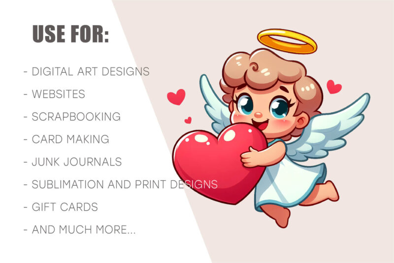 Cartoon Angel in love. Clipart, PNG.