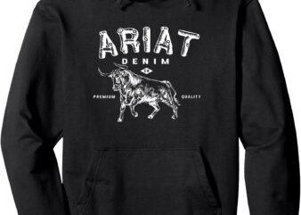 Ariat Denim Bull, Western Flair, Vintage Inspired Tee Pullover Hoodie