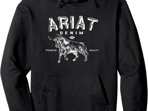 Ariat denim bull, western flair, vintage inspired tee pullover hoodie t shirt vector