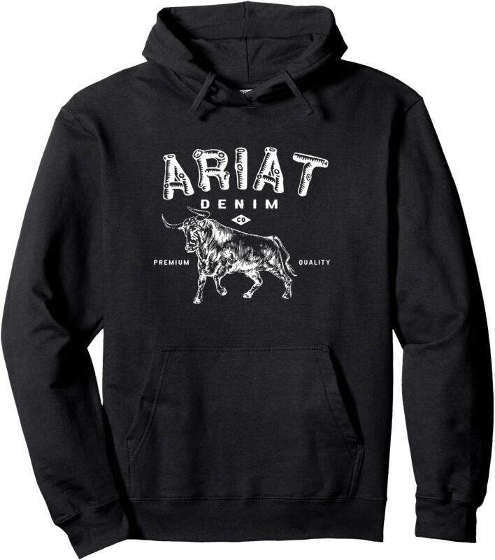 Ariat Denim Bull, Western Flair, Vintage Inspired Tee Pullover Hoodie