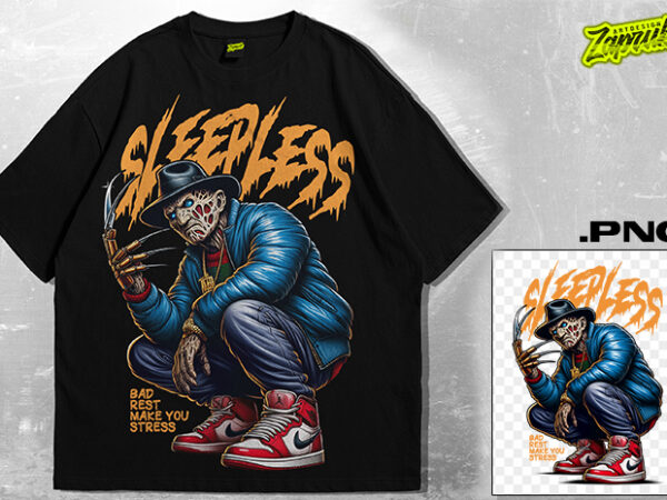 Freddy krueger gangsta cerial killer tshirt design | streetwear – oversized tee | cerial killer artwork | sleepless