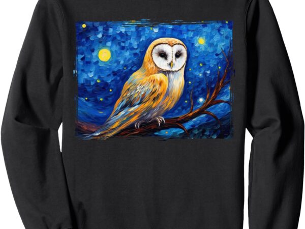 Barn owl colorful bird art owl van gogh owls animals owl sweatshirt