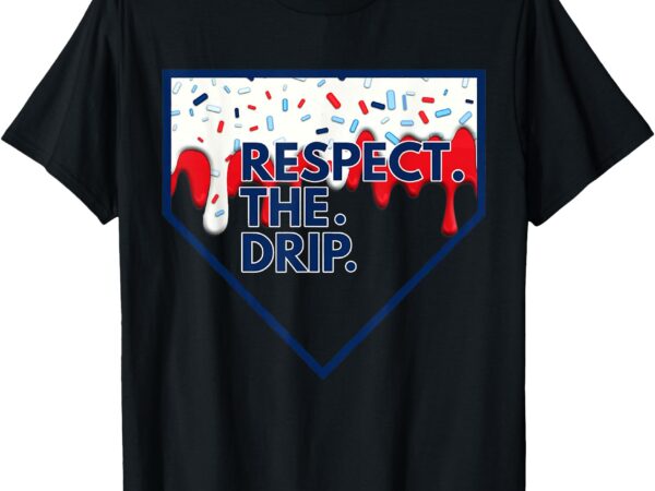 Baseball home plate drip for boys ice cream spinkle t-shirt