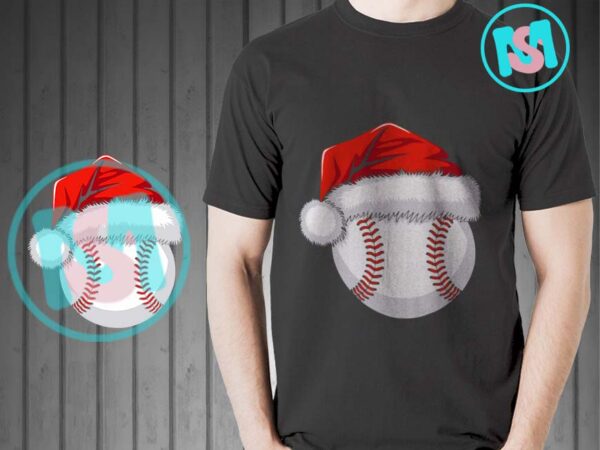 Baseball santa hat christmas svg, baseball christmas svg t shirt template