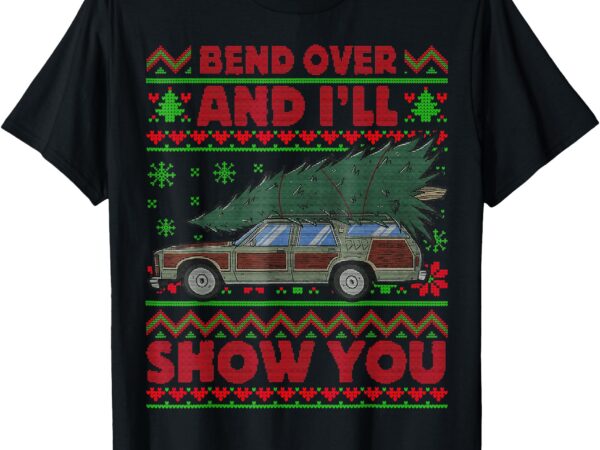 Bend over and i’ll show you ugly christmas couple matching t-shirt