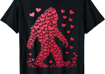 Bigfoot Cute Silhouette Heart Valentine For Men Women Kids T-Shirt