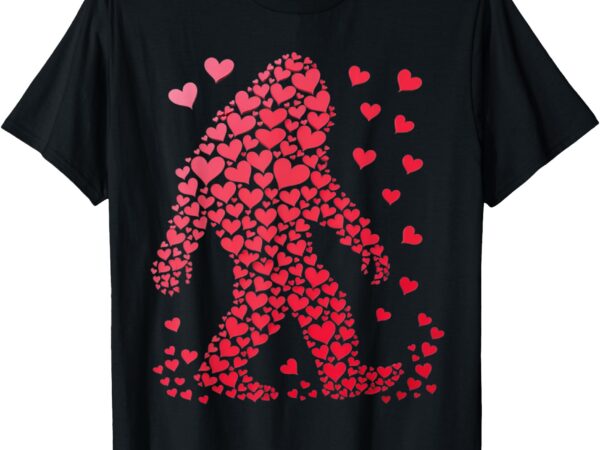 Bigfoot cute silhouette heart valentine for men women kids t-shirt