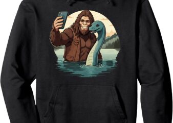 Bigfoot Loch Ness Lake Monster Selfie Funny Sasquatch Nessie Pullover Hoodie