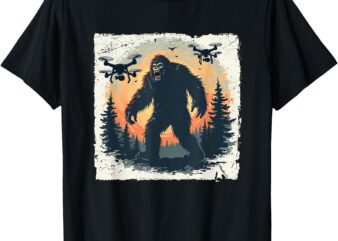 Bigfoot With Drones Sasquatch Gifts For Men Women Kid Funny T-Shirt