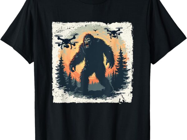 Bigfoot with drones sasquatch gifts for men women kid funny t-shirt