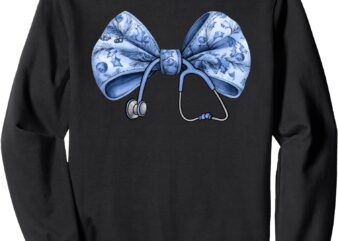 Blue Nurse Coquette Bow Stethoscope Nursing Medical Doctor Sweatshirt