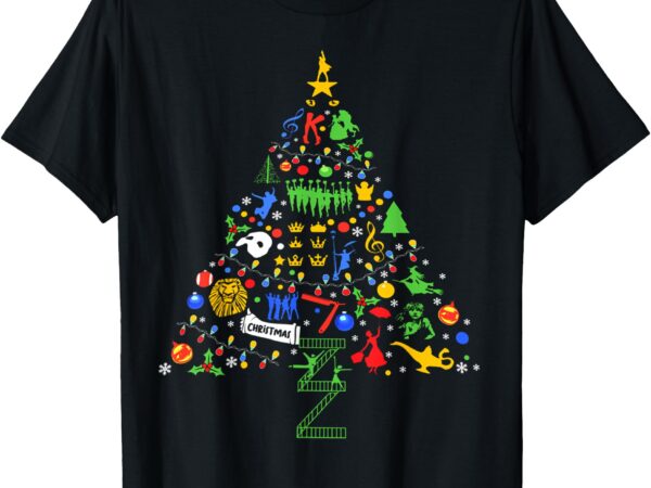 Broadway musical theatre christmas tree t-shirt