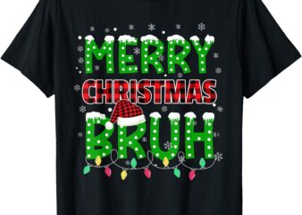 Bruh Christmas Red Plaid Teens Boys Kids Xmas Pajama T-Shirt