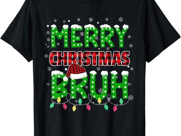 Bruh christmas red plaid teens boys kids xmas pajama t-shirt