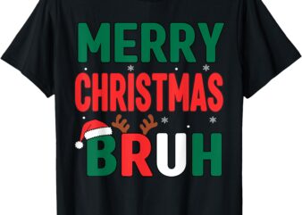 Bruh Christmas Shirt Kids Xmas Men Teen Boys Funny Christmas T-Shirt