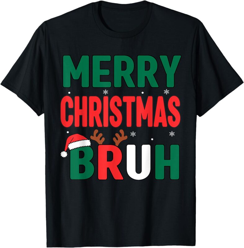 Bruh Christmas Shirt Kids Xmas Men Teen Boys Funny Christmas T-Shirt