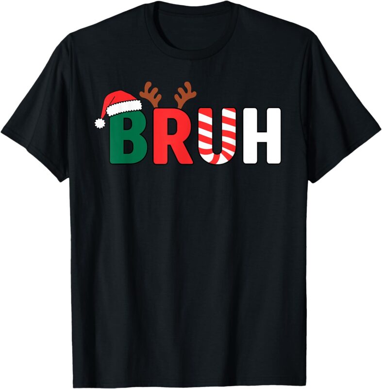 Bruh Christmas Shirt Kids Xmas Teens Boys Funny Christmas T-Shirt