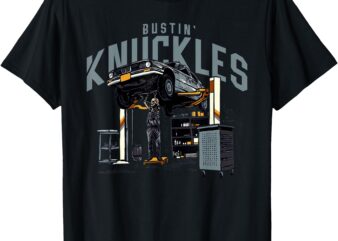 Bustin’ Knuckles Skeleton Auto Mechanic Humor Tee T-Shirt