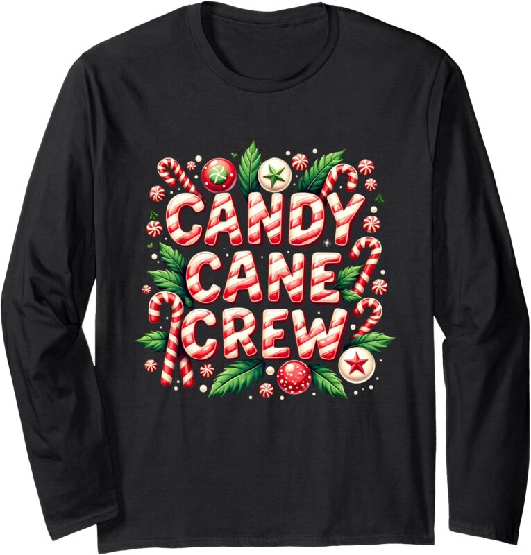 Candy Cane Crew Matching Pajamas Christmas Family Group Long Sleeve T-Shirt