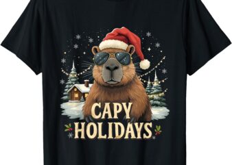 Capy Holidays Xmas Christmas Capybara for Kids Boys Girls T-Shirt