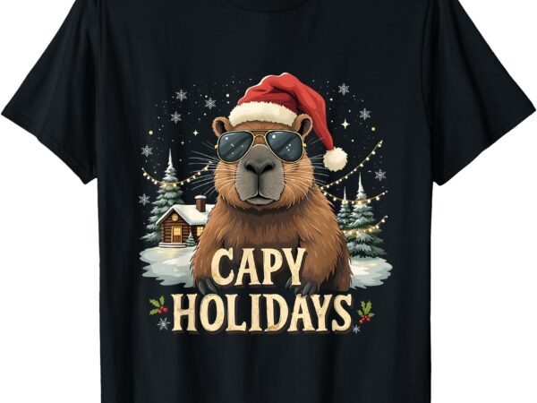 Capy holidays xmas christmas capybara for kids boys girls t-shirt