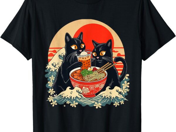 Cat eating ramen boba tea bubble tea t-shirt