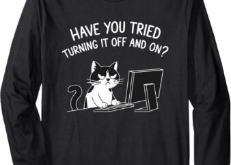 Cat Tech Engineer I Technical Support Humor Graphic Long Sleeve T-Shirt