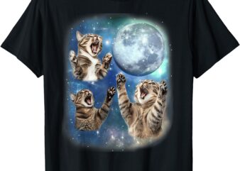 Cat Tees Three Cat Moon 3 Cute Cats Kitten Graphic Funny T-Shirt