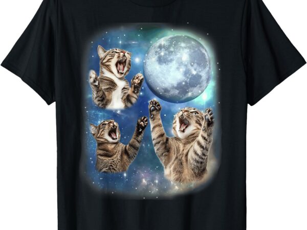 Cat tees three cat moon 3 cute cats kitten graphic funny t-shirt