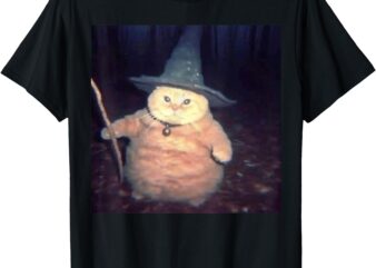 Cheeseball The Wizard Cat Vintage 90s Orange Cat Witch Cat T-Shirt