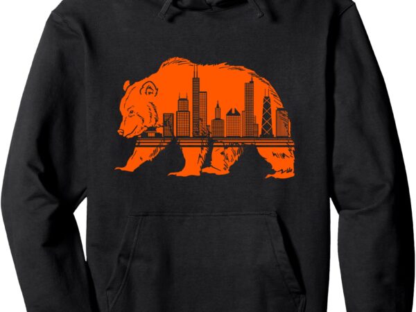 Chicago downtown city skyline illinois pride pullover hoodie t shirt vector file