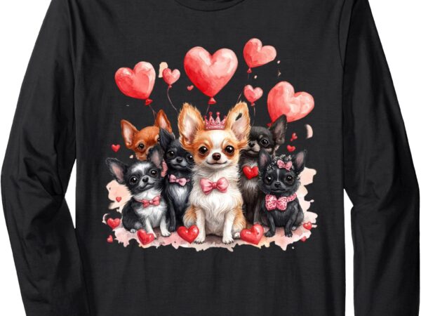 Chihuahua heart valentines day couple men women long sleeve t-shirt