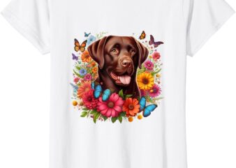 Chocolate Lab Flowers Women Labrador T-Shirt