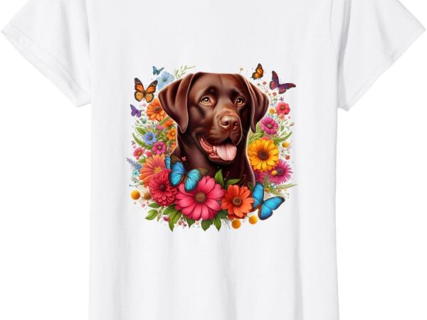 Chocolate lab flowers women labrador t-shirt