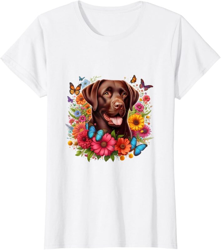 Chocolate Lab Flowers Women Labrador T-Shirt