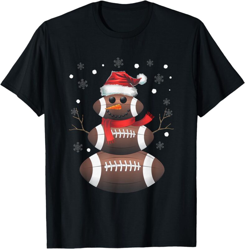 Christmas Football Snowman Kids Football Christmas Women Men T-Shirt