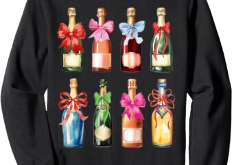 Christmas New Year Champagne T-Shirt Glass Coquette Bottle Sweatshirt