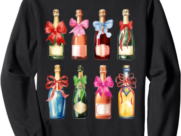 Christmas new year champagne t-shirt glass coquette bottle sweatshirt