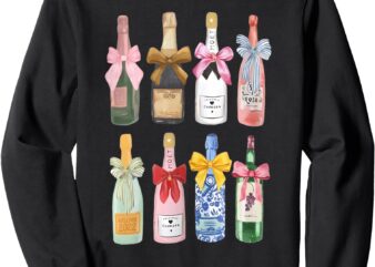 Christmas New Year Champagne T-Shirt Glass Coquette Bottle Sweatshirt