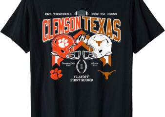 Clemson Tigers at Texas Longhorns CFP 2024-25 Playoff Logo T-Shirt